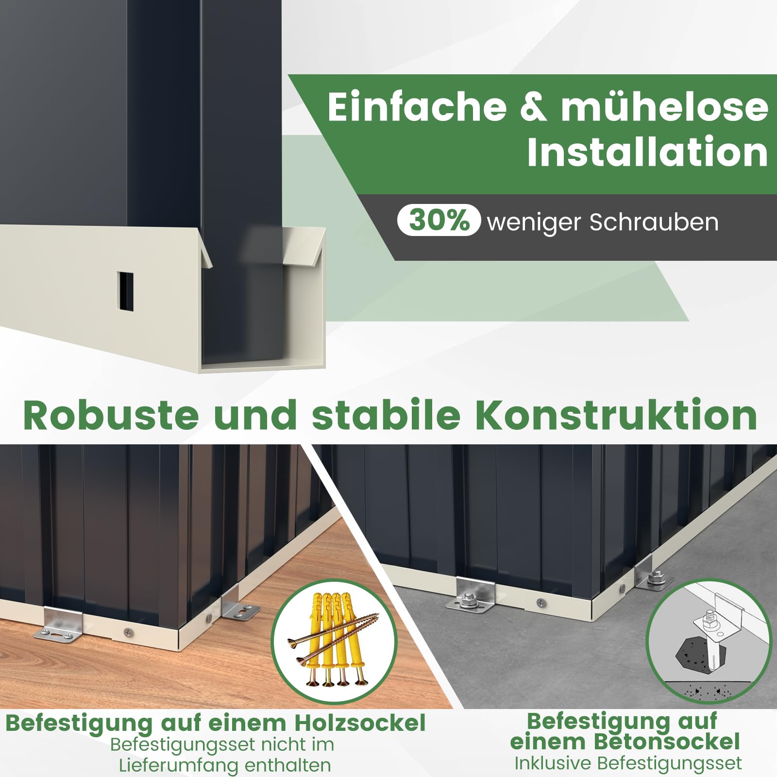 COSTWAY Mülltonnenbox für 2 x 120 L Mülltonnen, wetterfester Gartenschuppen mit abschließbarer Tür, Outdoor Geräteschuppen aus Metall, Gerätehaus für Fahrrad, Werkzeug