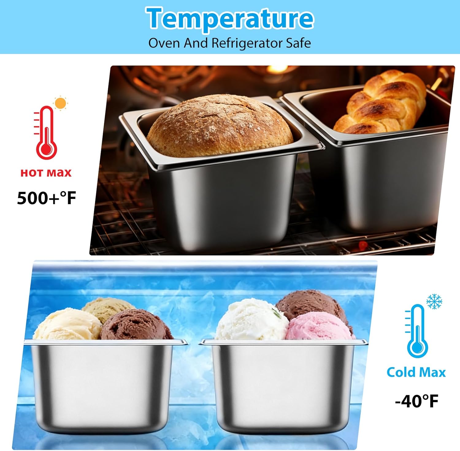 6 Pack Hotel Pans with Lid, 1/6 Size Steam Table Pan Set for Food, 4 Inch Deep Commercial Catering Pan Stainless Steel Table Steam Pans for Hotel, Buffet, Restaurant and Party - Image 4