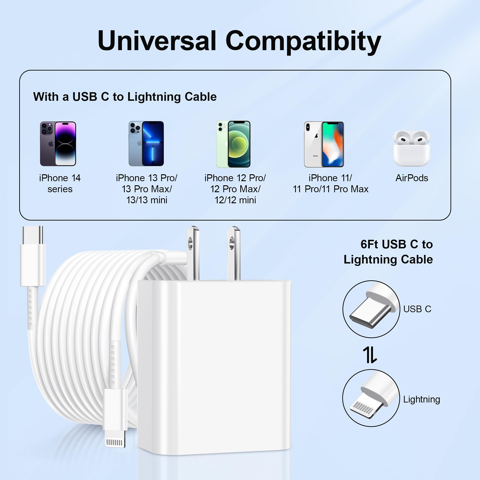 Ładowarka do zegarka Apple Watch, 2 w 1 do iPhone Watch, kabel do ładowania ze ścianką bloku ładowania USB C, do iPhone i iWatch, bezprzewodowa ładowarka, kompatybilna z Apple Watch ładowarką / iPhone