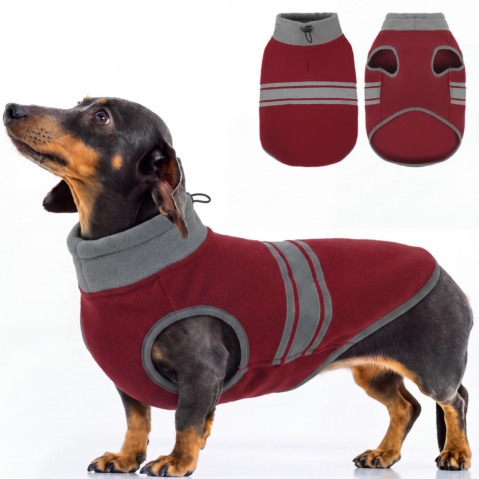 Reflective Dog Fleece Vest, Warm Dog Walking Jacket with Harness Hole