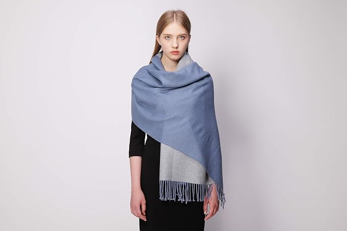 Pashmina para mujer color azul y gris miniatura 5