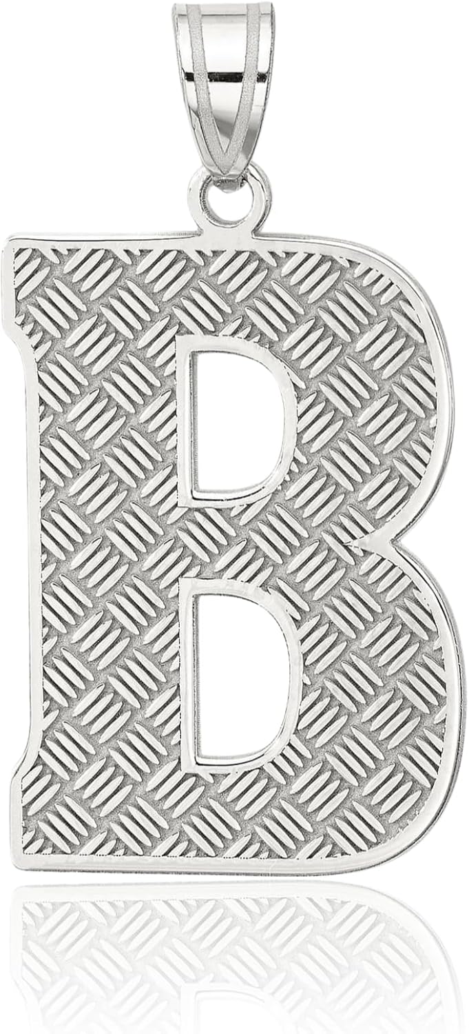 IceCarats 925 Sterling Silver Large Letter B Initial Pendant Necklace 35mm 1 3/8 inch Polished For Her For Him