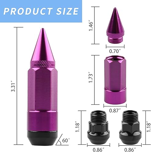 Vista 23 de 20 piezas anti robo puntiagudo extendido sintonizador rueda/llantas tuerca Lug M12X1.5+zócalo Rojo