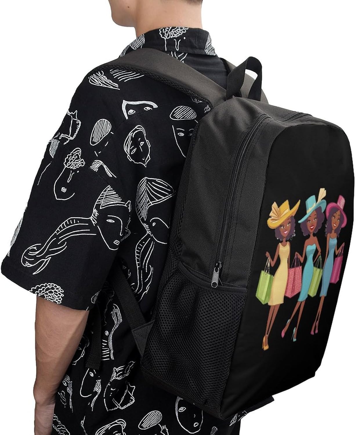 Cute African Am-erican Women Laptop Backpack for Men Women 17 Inch Shoulder Bag Travel Daypack