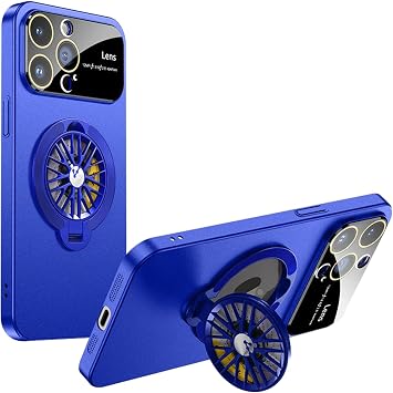 HAZARA Ring Case for iPhone 15 Pro Max/15 Pro/15 Plus/15, Magnetic Wireless Charging Phone Case, Lens Protection Shockproof Kickstand Case,Blue,15Pro