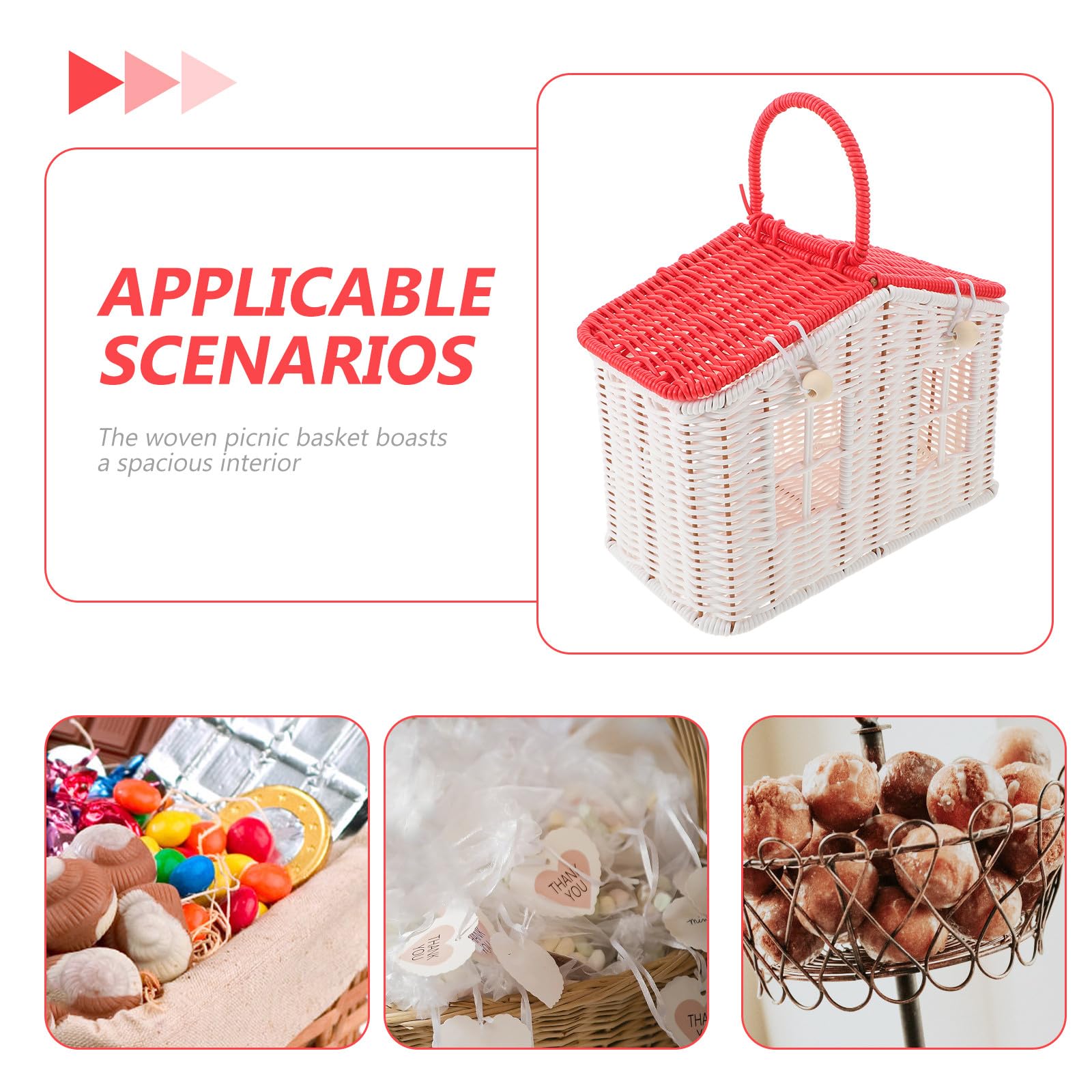 Yardenfun Cestino da Picnic in Vimini Intrecciato con Manico, Grazioso Cestino Rustico Intrecciato per bomboniere di Nozze, Accessori per riporre Gli Oggetti in Stile Country per Coppie, Bianco