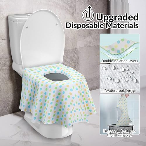Miniatura 3 de Gimars Paquete de 40 fundas desechables para asiento de inodoro de viaje, extra grandes, envueltas individualmente, portátiles, antideslizantes,