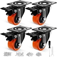 Vista 9 de Ruedas giratorias de 4 pulgadas, juego de 4 ruedas, ruedas resistentes con freno de 2200 libras, ruedas giratorias industriales con bloqueo