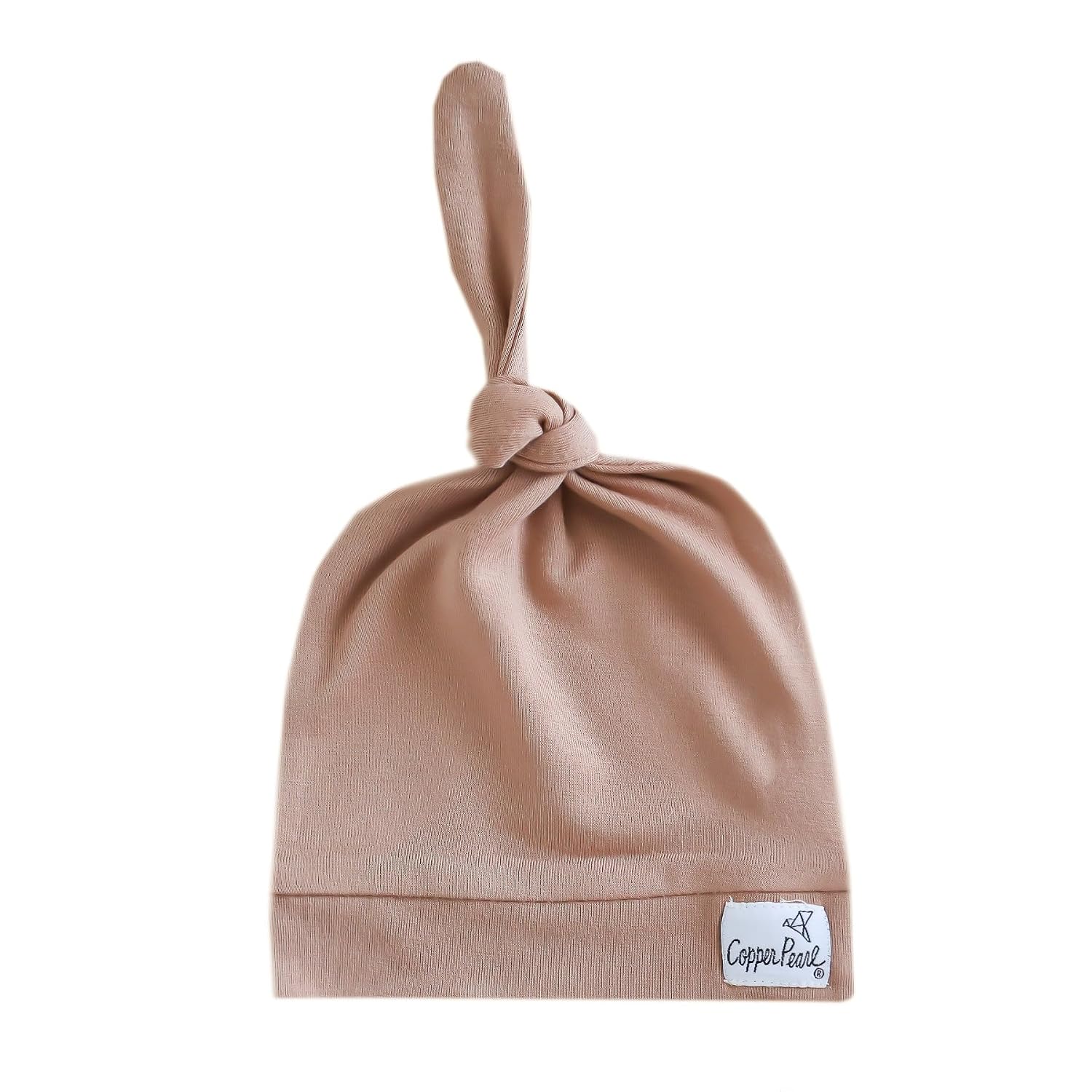 Copper Pearl Baby Beanie Hat Top Knot Stretchy Soft Cranberry