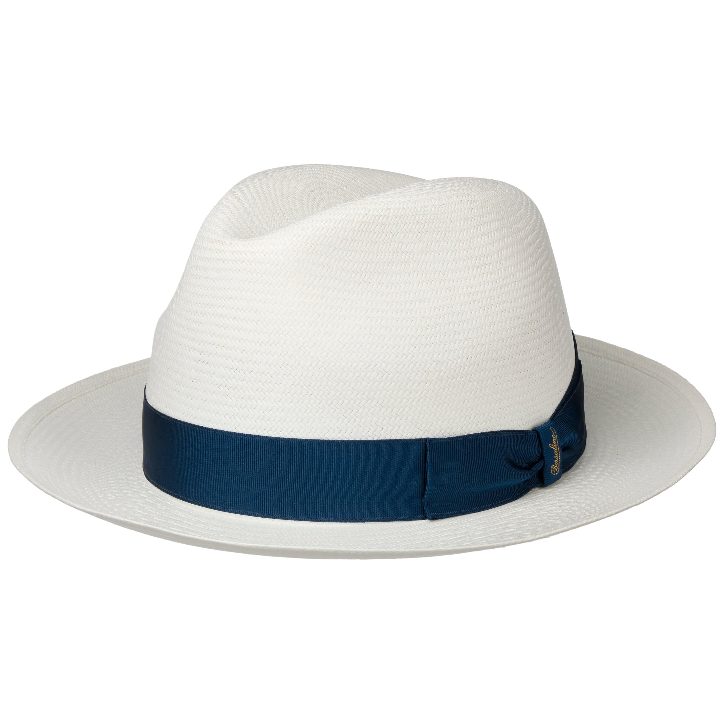 Borsalino Sombrero Panamá Black Small Mujer/Hombre - Made in Italy Fedora de Playa con Banda Grosgrain Primavera/Verano Verano