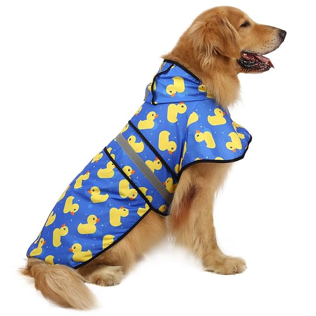 HDE Impermeable con Capucha para Perros pequeños a Extra Grandes y Cachorros (Patos de Goma, XL)