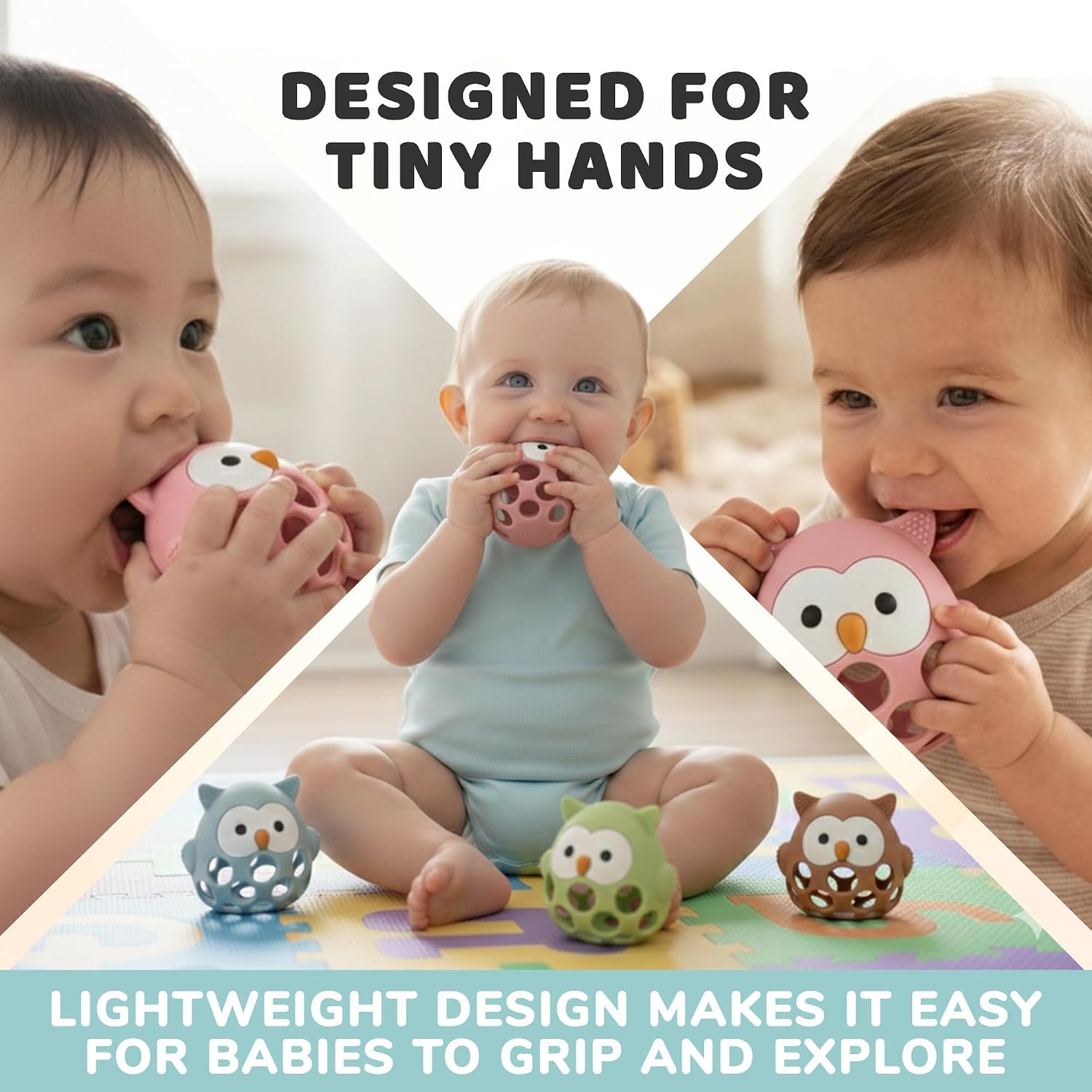 Baby’s Way Teething Toy – Owl Silicone Teether Toy for Babies 3–6 Months Toys for 6–12 Months – Baby Teething Relief, Silicone Teethers for Babies