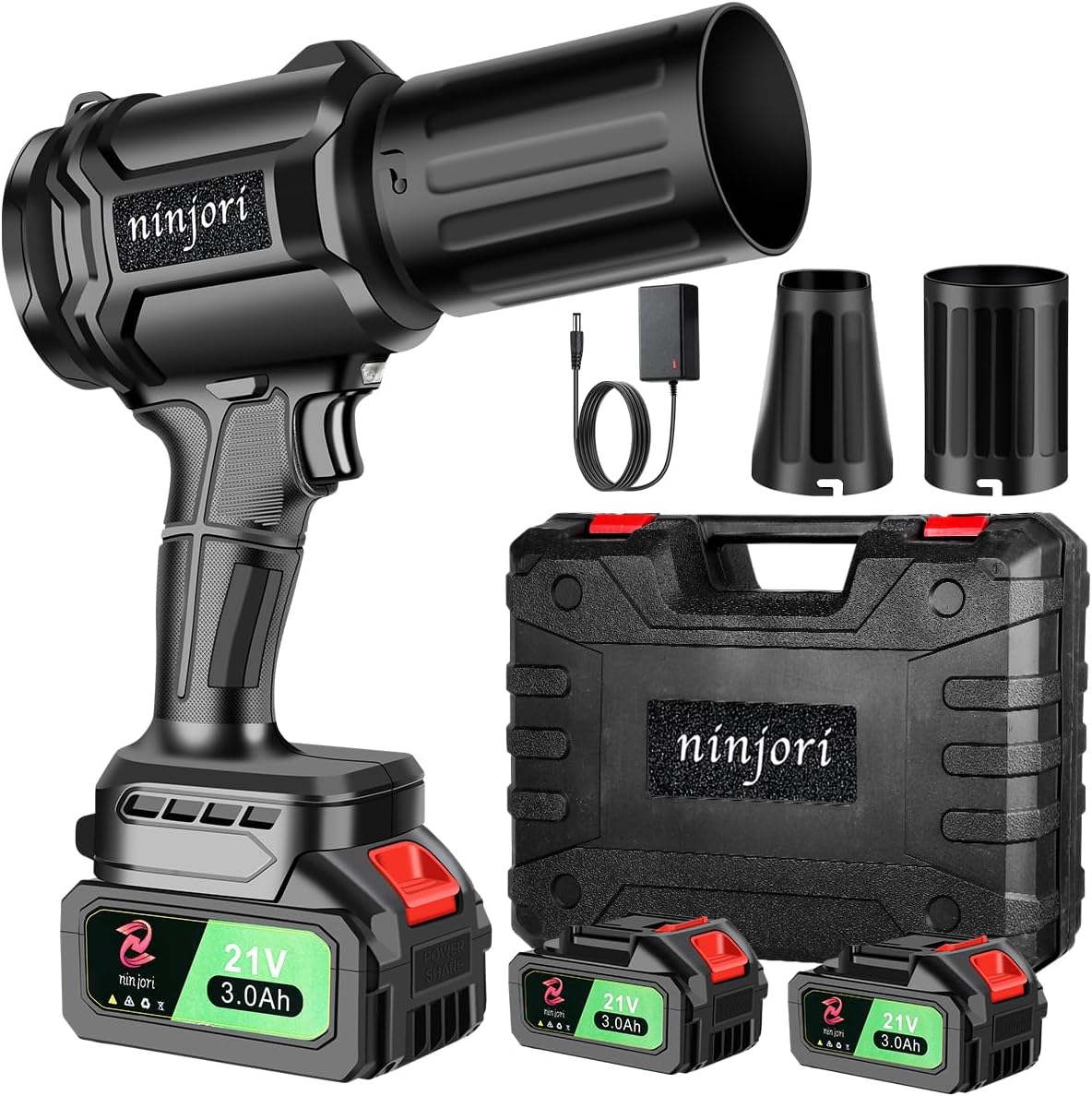 Leaf Blower Cordless - 2 X 3.0Ah Batteries and Charger Included, Mini Handheld Leaf Blower, Lightweight Electric Leaf Blowers for Patio Cleaning, Car, Blowing Leaves and Dust