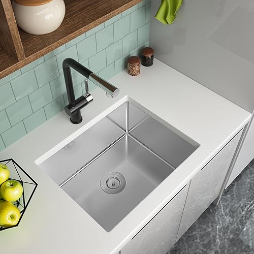 Miniatura 7 de MENSARJOR - Fregadero de cocina de acero inoxidable de calibre 16, para fregadero de cocina, bar o fregadero de preparación, 32'' x 19''