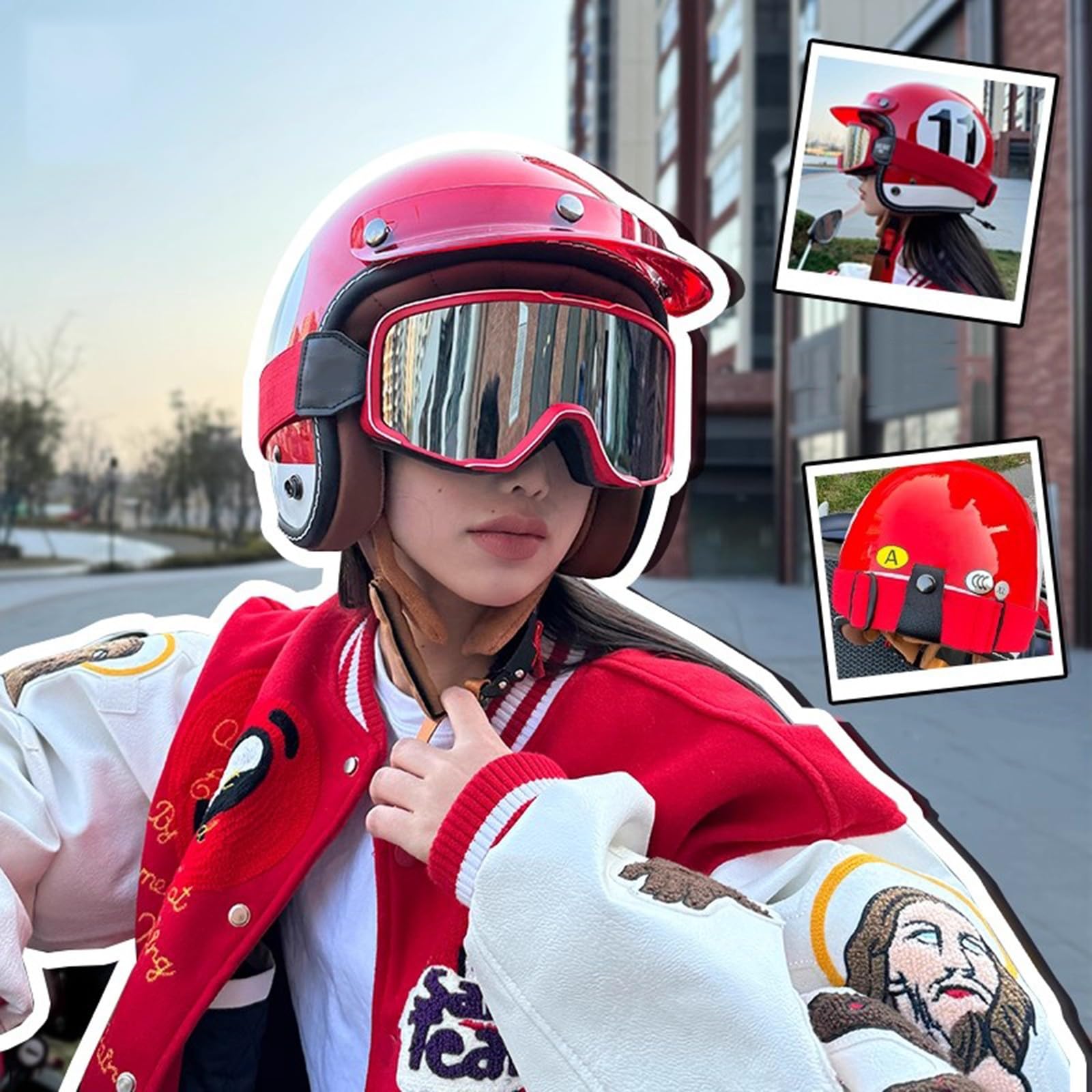 Casque De Moto Demi-Coque Allemand Vintage, Casque 3/4 Demi-Casque, Casque Jet, Casque De Cyclomoteur, Casque De Scooter Femmes Et Hommes Adultes Certifié ECE E,XL60-62CM