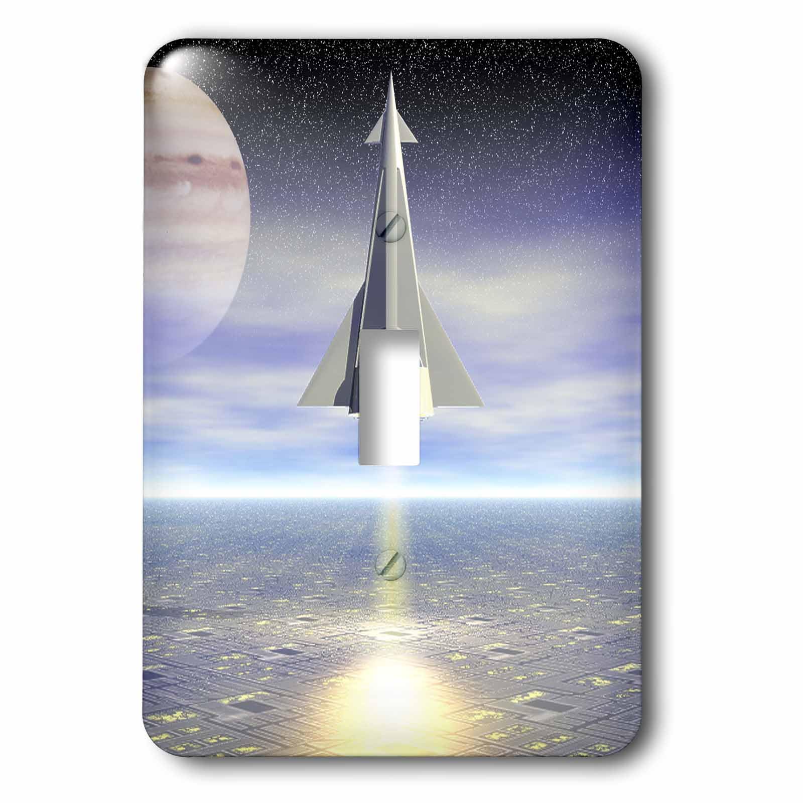 Plaque interrupteur unique thème voyage spatial et fusée pour passionnés