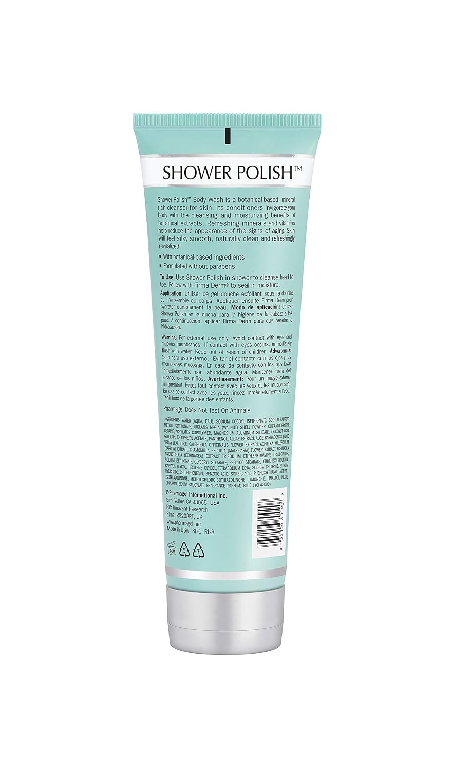 Pharmagel Shower Polish Cleanser | Natural Moisturizing and Exfoliating Body Wash | Suitable for all Skin Types - 8.5 fl oz