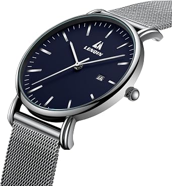 LN LENQIN Watches Men's Stainless Steel Men's Watch 30m Waterproof Wristwatch Analog Quartz Watch Fashion Leisure Watches for Men