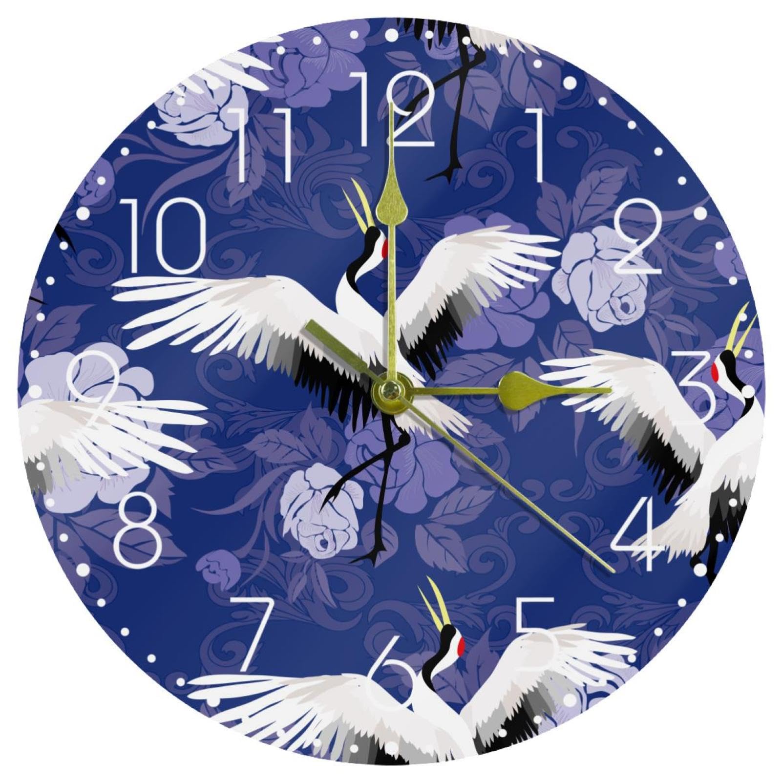 Horloge murale acrylique silencieuse 25 cm déco grue pour maison et bureau