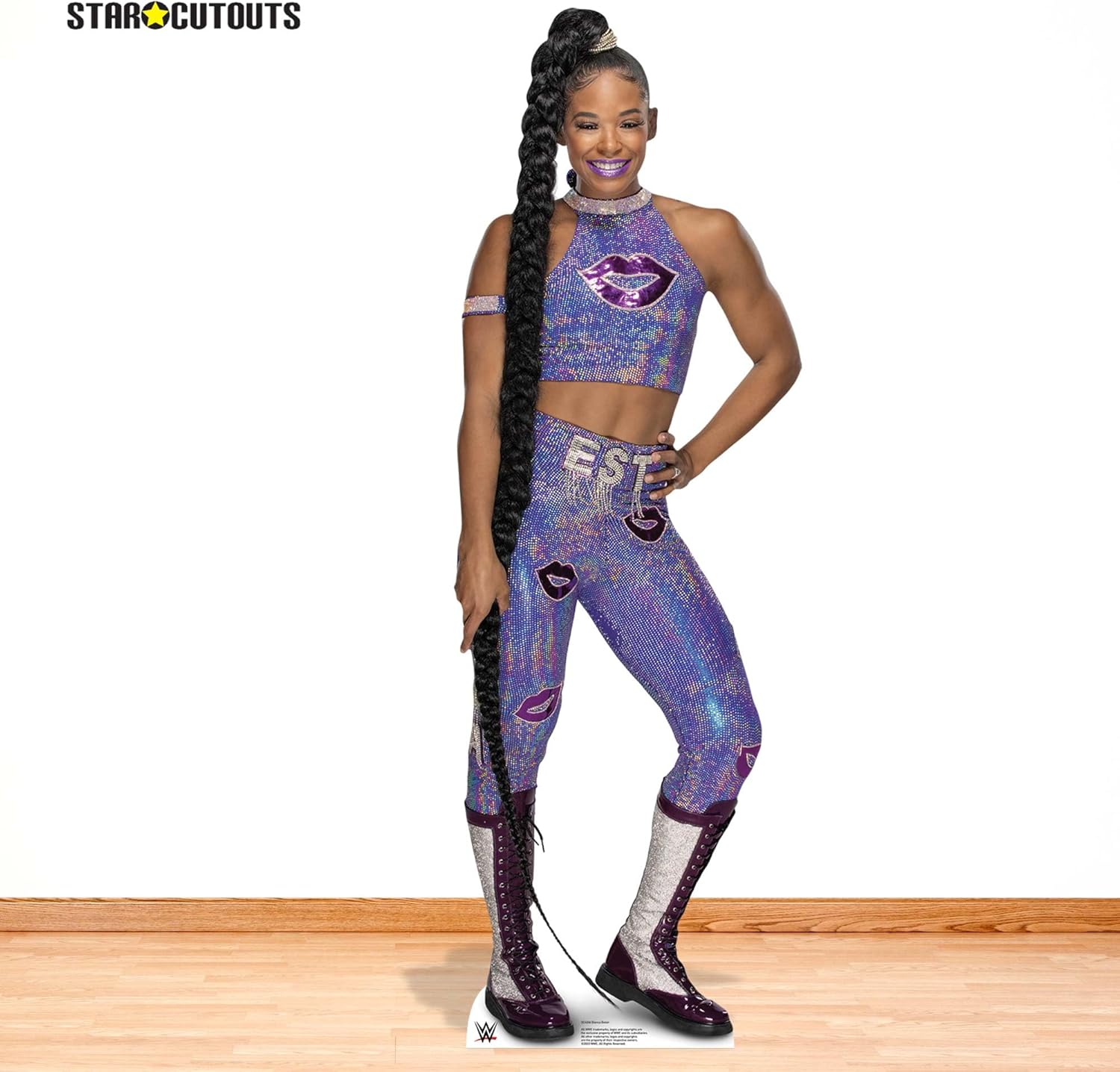 StarCutouts Cardboard Cutout - WWE Bianca Belair Purple Outfit Decorative Item - 178cm