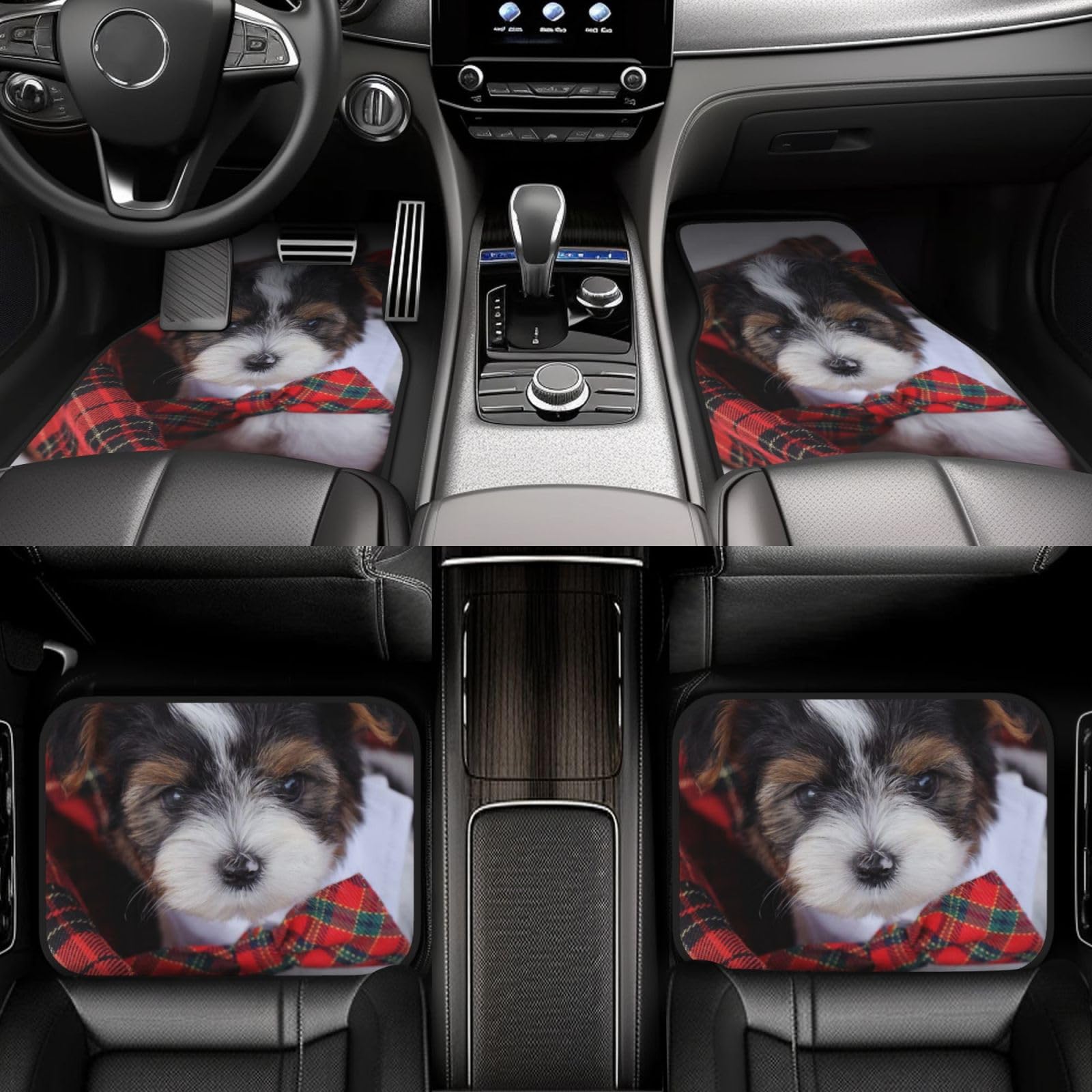 Biewer Terrier Welpen, 4er-Set Auto-Fußmatten, Neopren-Fußmatten für Fahrzeuge, rutschfeste Auto-Fußmatten, Autozubehör