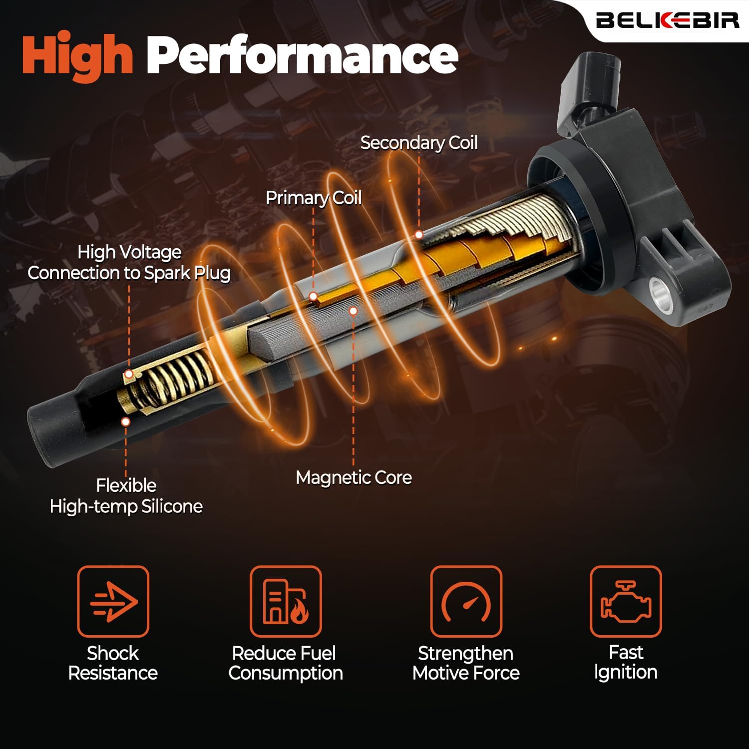 Set of 4 Ignition Coil Packs & Iridium Spark Plugs Compatible with 2.5L 2.7L L4 2010-2017 Toyota Camry RAV4 Avalon Highlander Venza Sienna, Lexus ES300h NX300h, Scion tC Replace UF487, UF507 & 6619