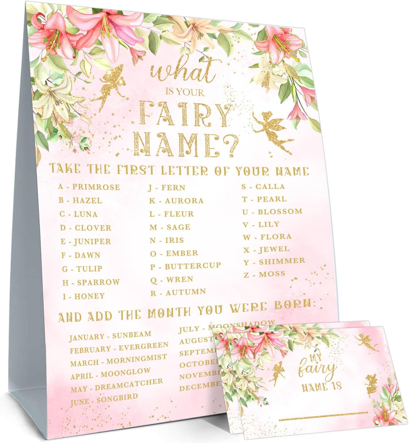 What's Your Fairy Name Game, 1 Game Sign and 30 Name