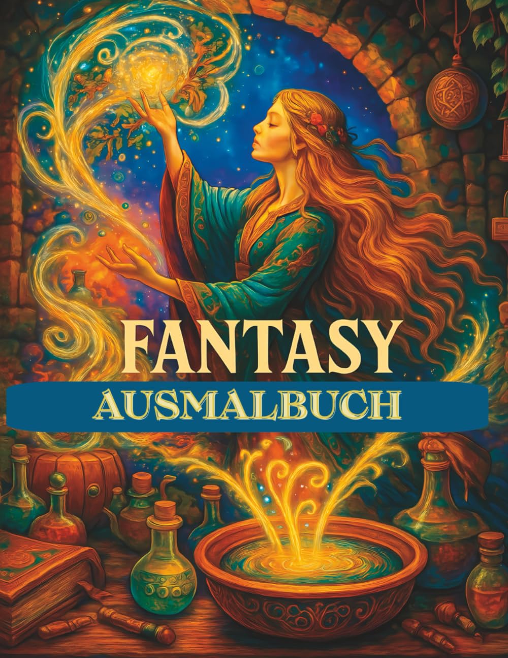 Fantasy Ausmalbuch: 44 magische Ausmalmotive mit Drachen, Elfen, Zauberwesen & mystischen Landschaften – für Erwachsene mit Fantasie
