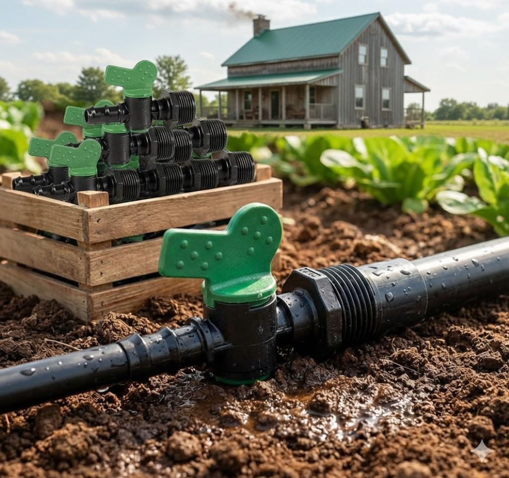Suinag Pack 50 Valvole di Arresto per Irrigazione a Goccia 16mm x 1/2'' | Valvola di Passaggio per Sistema di Irrigazione a Goccia, Raccordo Rapido, Resistente, nero