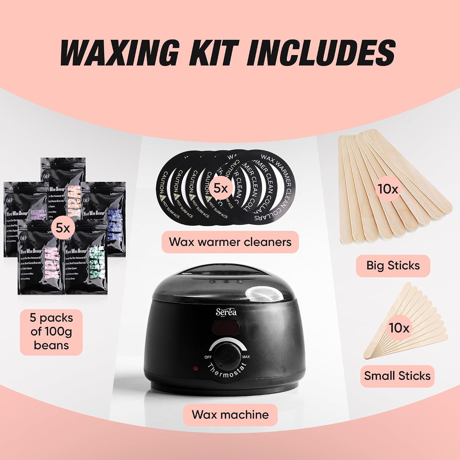 Digital Waxing Kit - Women Men Hard Wax Melt Warmer Kit for Hair Removal - Sensitive Skin, Eyebrows, Face, Underarms, Brazilian, Bikini, Legs