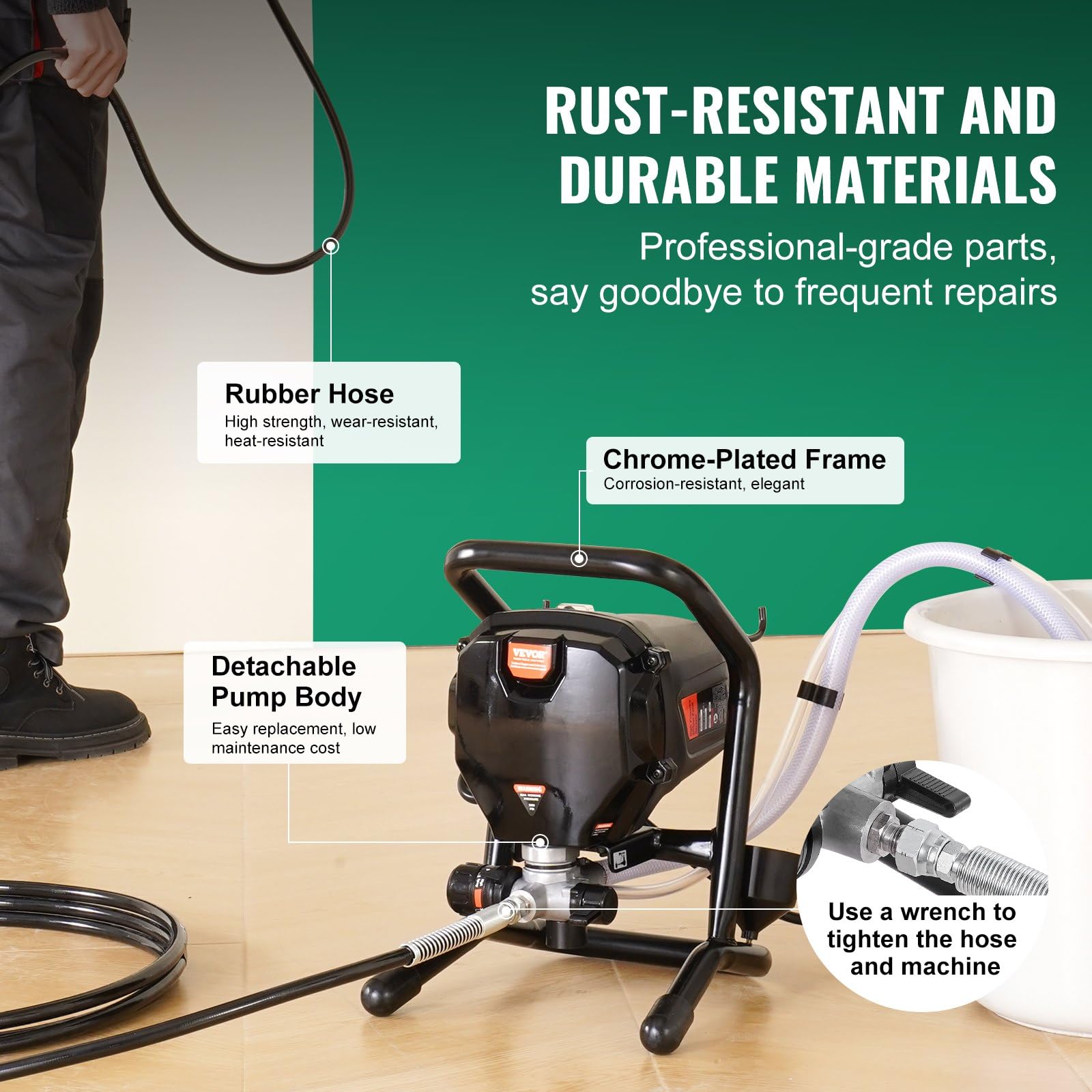 Pulverizador de pintura sin aire 750 W con soporte, 3000 PSI alta eficiencia, pulverizador eléctrico, efecto fino y uniforme Revestimiento de pared