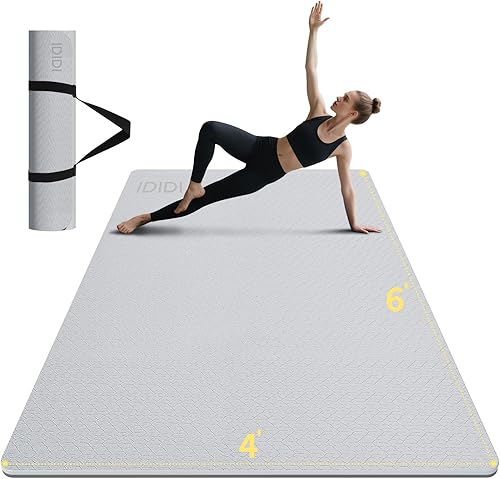 Miniatura 9 de Esterilla grande de yoga de 8 mm (6' x 4') - Extra larga y ancha de 72 x 48 x 0.32 pulgadas, esterilla de fitness POE antideslizante, ecológica,