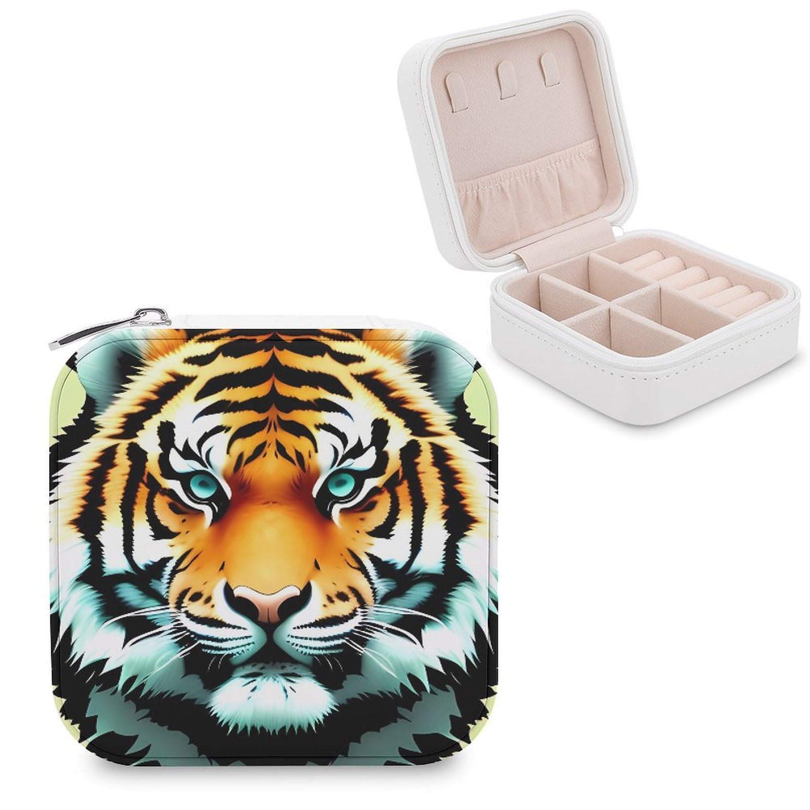 VstaDank Little Fat Tiger Head Jewelry Box Exquisite Leather Jewelry Organizer Portable Trinket Organizer Fashion Travel Jewelry Case for Rings Earrings Necklaces Unique Gifts for Women