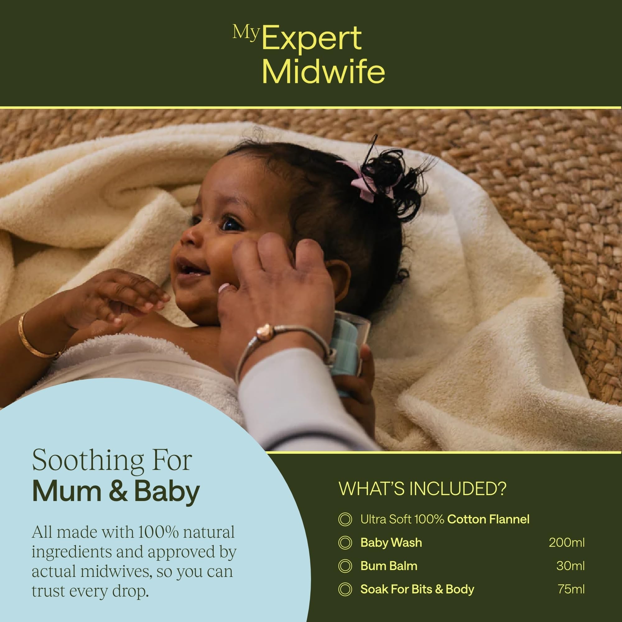 My Expert Midwife Mum & Baby Bathtime Bundle, Including No Harm Baby Bottom Balm 30ml - Image 3
