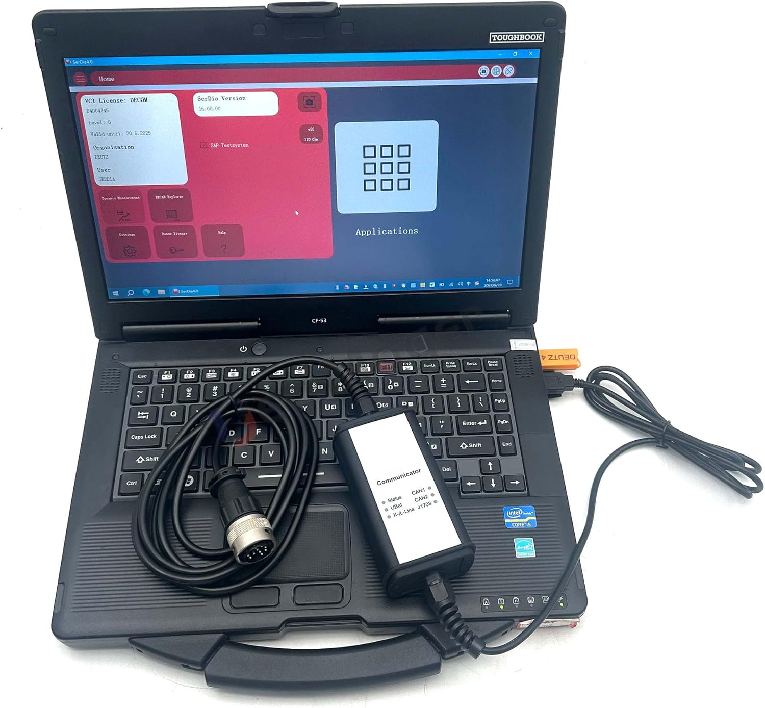 Diagnostic Scanner Tool forDeCOM+ USB Dongle Communicator Serdia4.0 Software Support CAN K/L-Line for Deutz DECOM Controllers Diagnostic Scanner (Adapter with 4.0 Dongle Laptop)