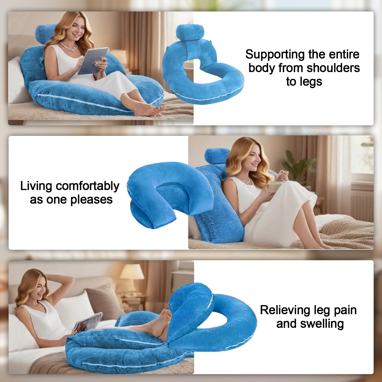 Cojín de Lectura para Cama y sofá,Almohada de Lectura Cama,Grande cojín de Respaldo con Cuello Desmontable, cojin Lectura para Adultos,Almohada de Apoyo para Leer,Relajarse,Descansar