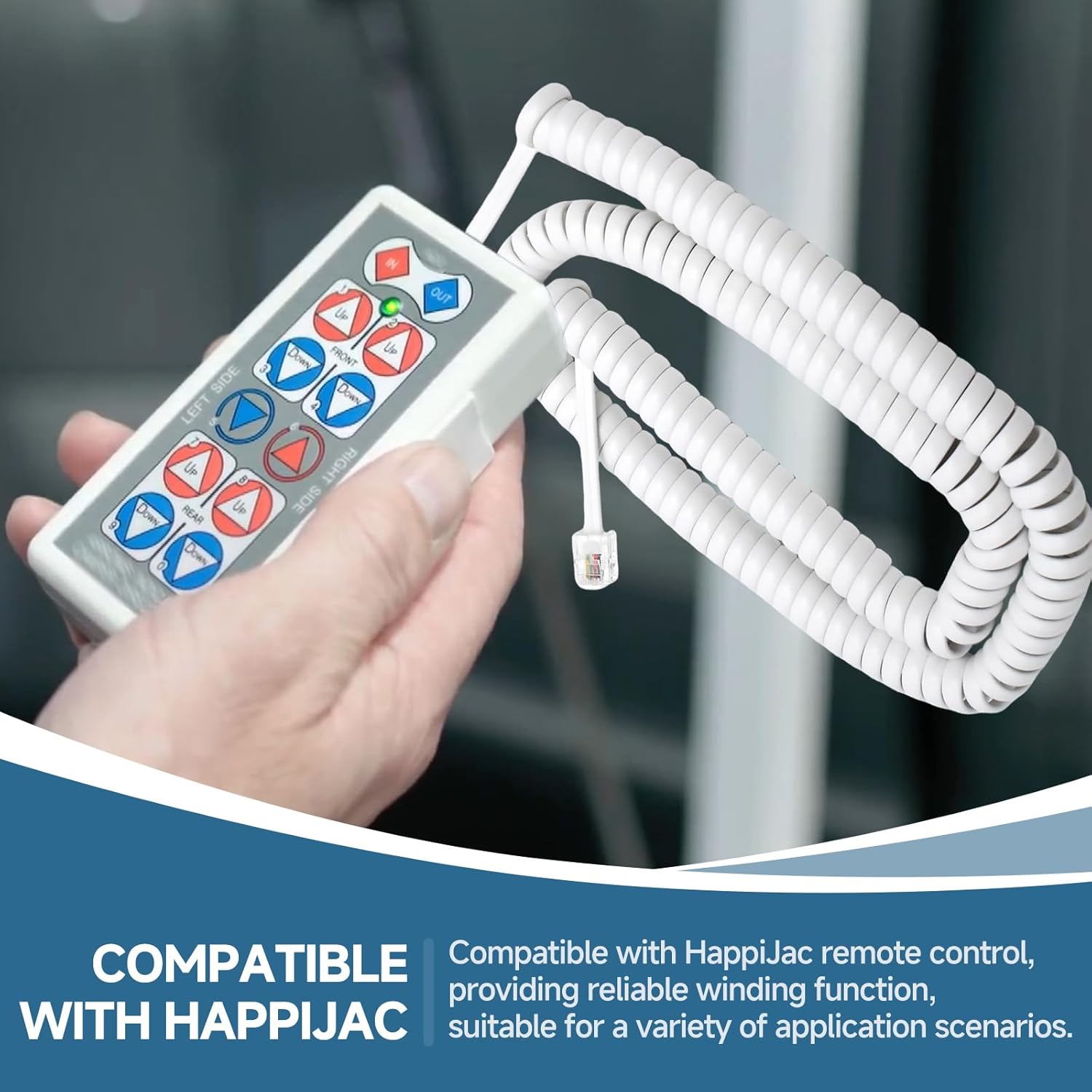 149557 Remote Control Coiled Cable, Compatible with Lippert HappiJac RV Jacks, Trailer and Camper Jack Remote Control Cable Replacement Parts