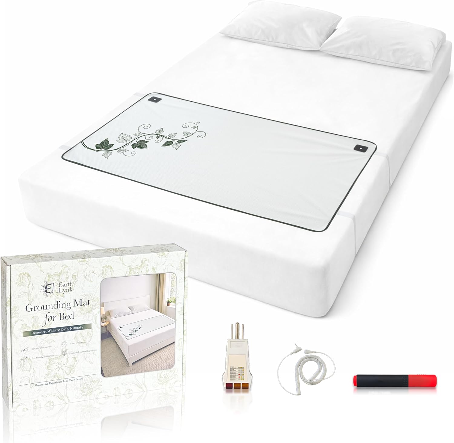 King Grounding Mat for Bed, Premium Earthing Sleeping Mat Designed to Promote a Grounded Resting Experience, Carbon-Infused Conductive Surface, 15ft Cord (Queen)