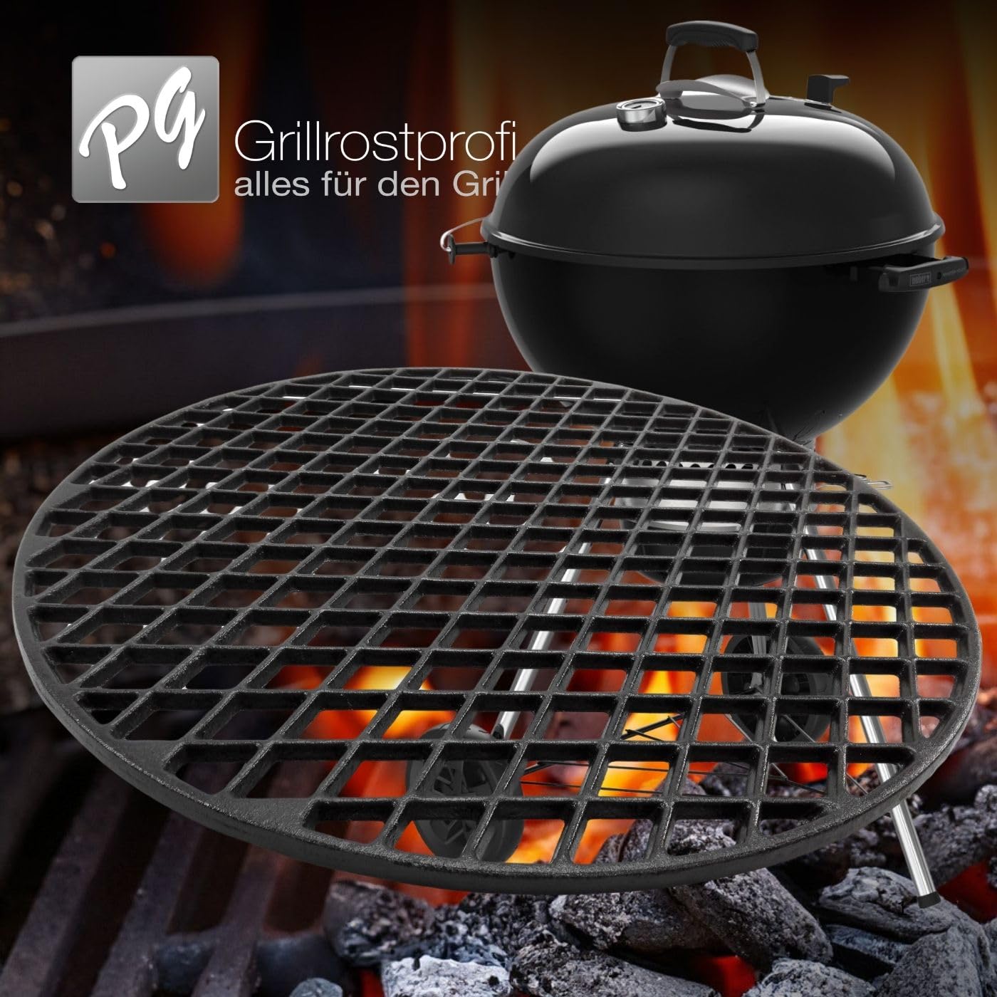 GRILLROSTPROFI Gusseisen-Grillrost, rund für Kugelgrill 57 cm Ersatz für Weber