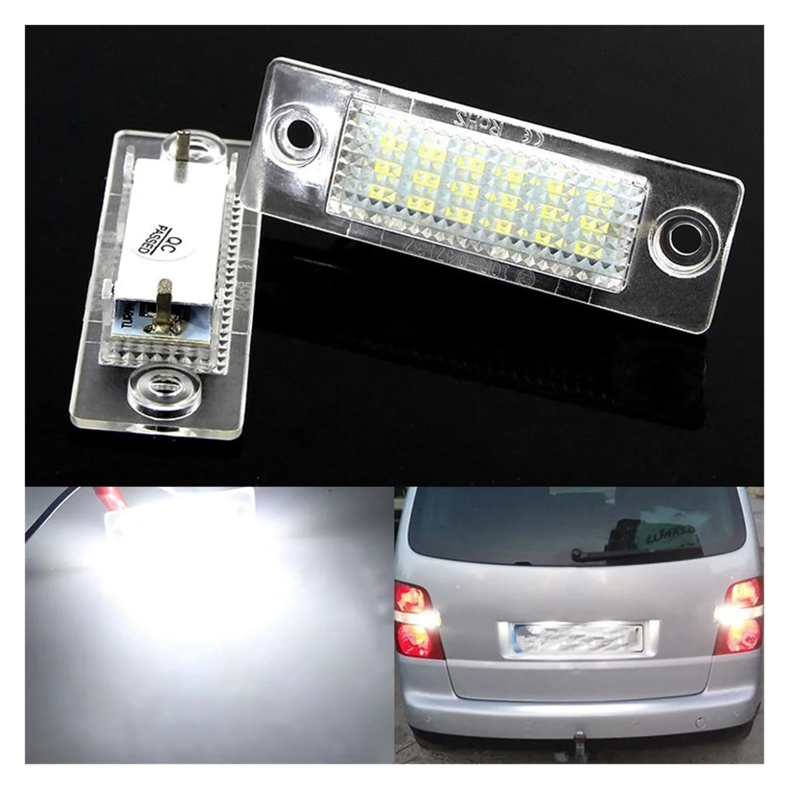Lámpara LED para luces de matrícula coche blanco 6000k 12V 2 Uds 7