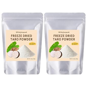 Whitejianpeak Freeze Dried Taro Powder, No Sugar Added, 3.52 oz, Pack of 2