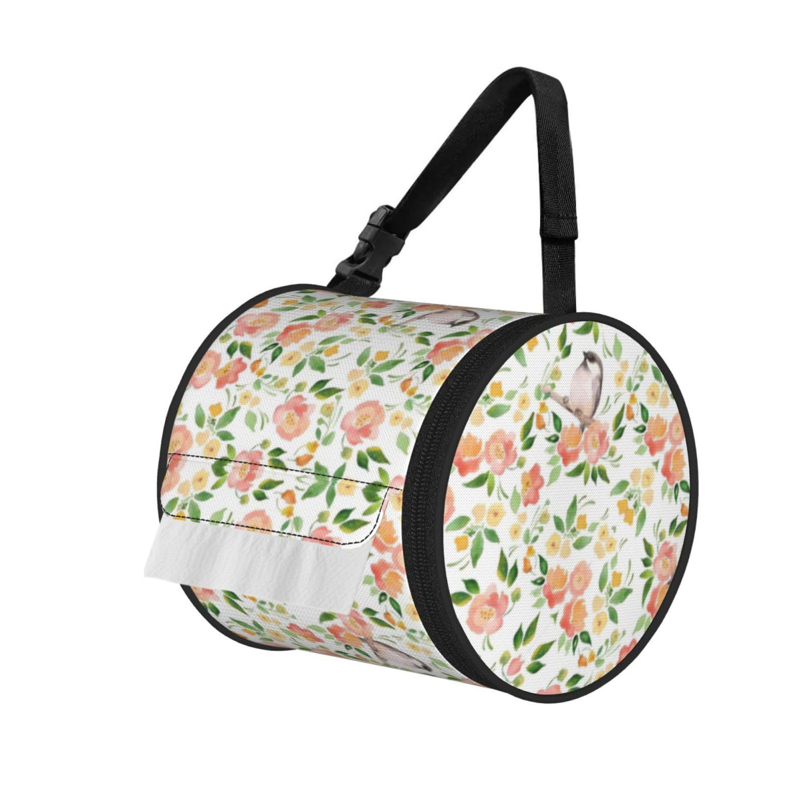 Flower And Bird 1 Print Fashion Tissues Organizer Box, Hanging Tissue Holder For Purse Coins For Car Office Daily Outing