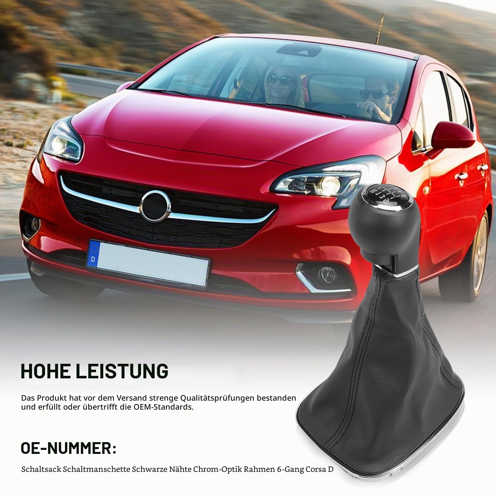 KASturbo 6 Gang Schaltknauf Kompatibel mit Opel Corsa D 2006-2014 Corsa E 2014-2019 009140093 Schwarz