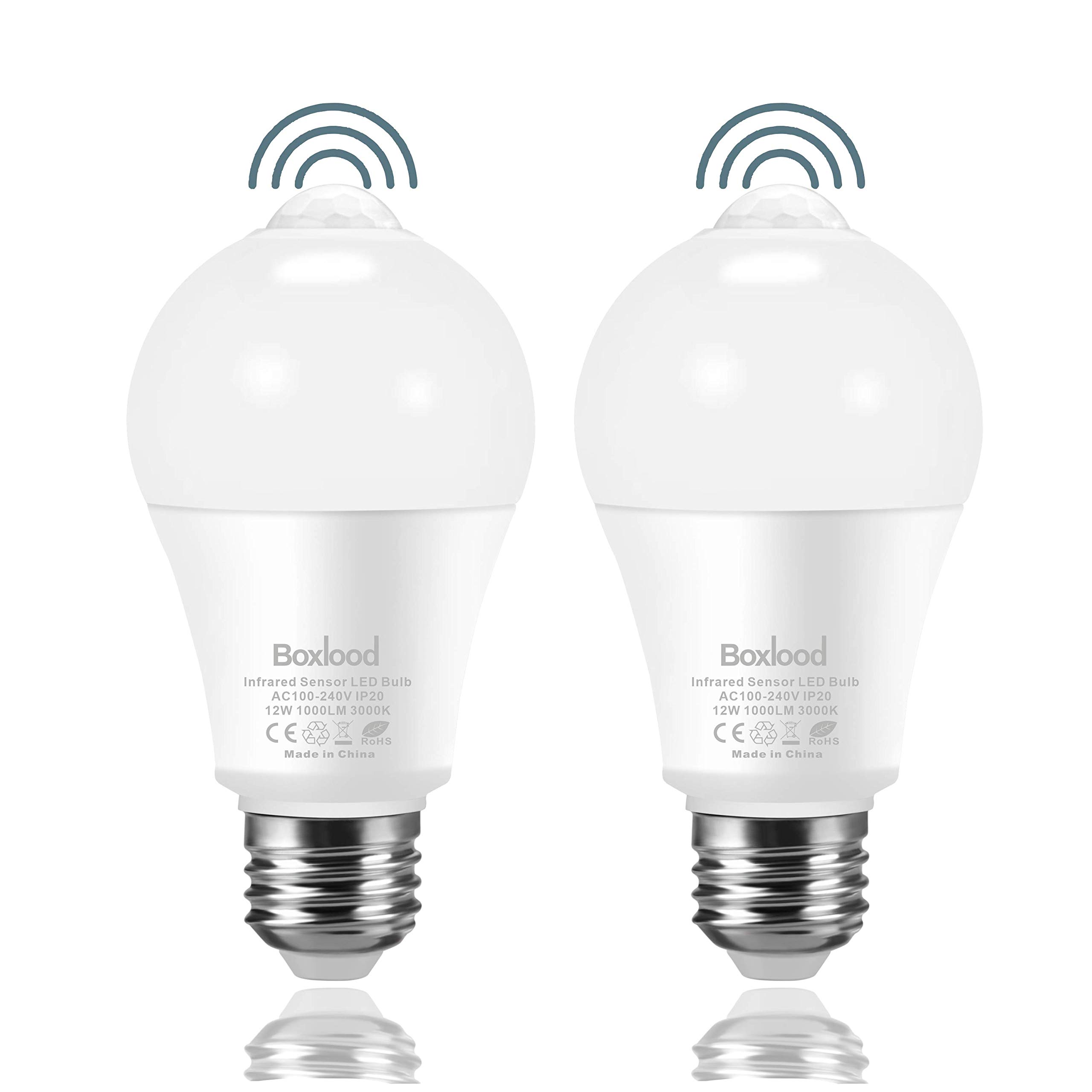 Buy Boxlood Upgrade PIR Motion Sensor Light Bulb, 12W LED 100W
