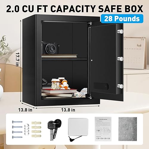 Miniatura 3 de AltiKeep Caja de seguridad de 2.0 pies cúbicos con sensor de luz, teclado digital electrónico, caja de seguridad personal, construcción de acero,