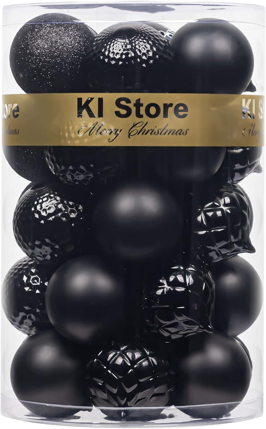 KI Store Black Christmas Balls 34pcs 2.36Inch Christmas