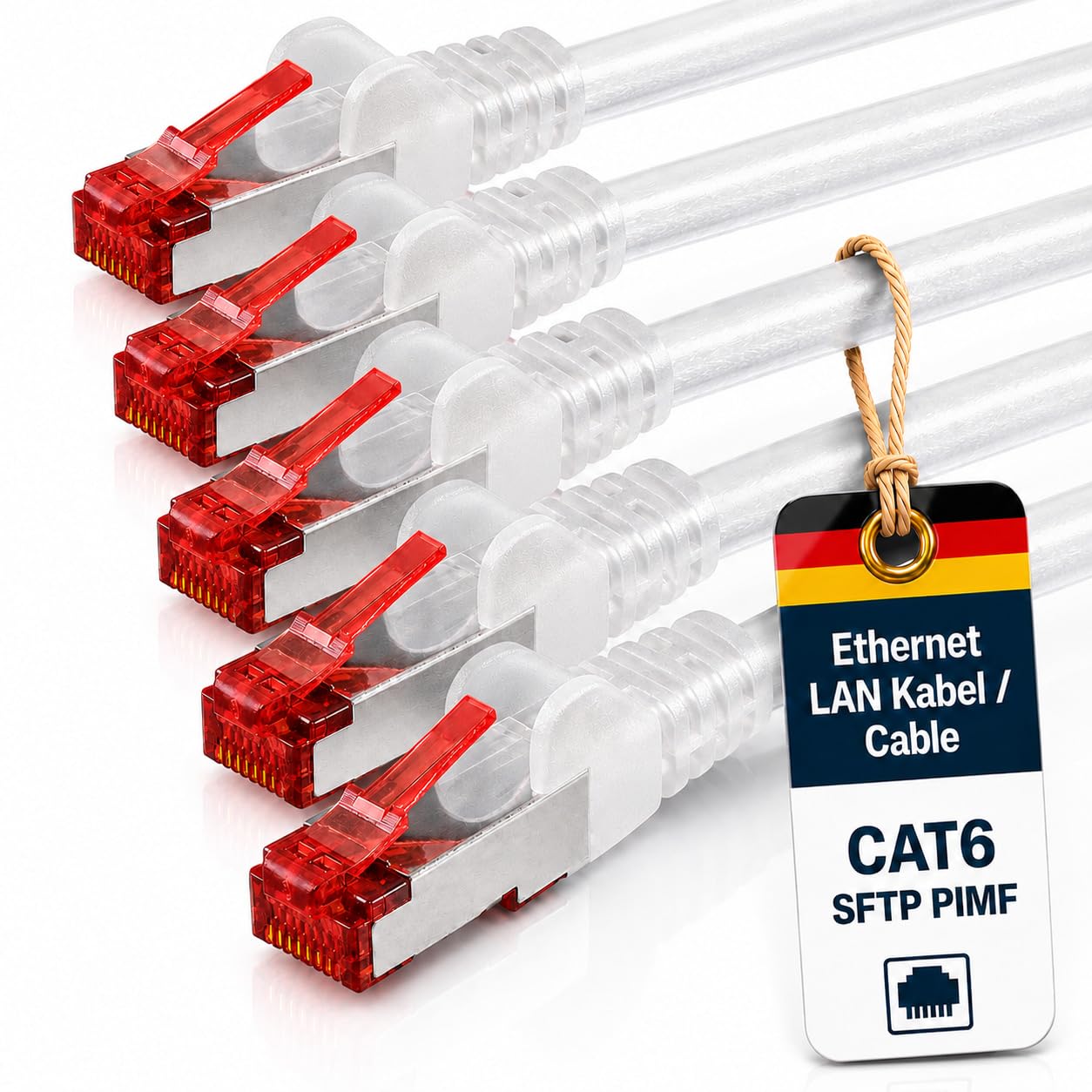 1aTTack.de Cat6 SFTP Cavo di rete 5x 1m RJ45 LAN Ethernet trasparente