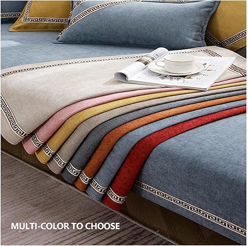 Miniatura 4 de HGTRH Fundas de sofá para sofá seccional antideslizantes, funda de sofá con diván de 3 asientos, fundas de sofá jacquard de chenilla, fundas de sofá