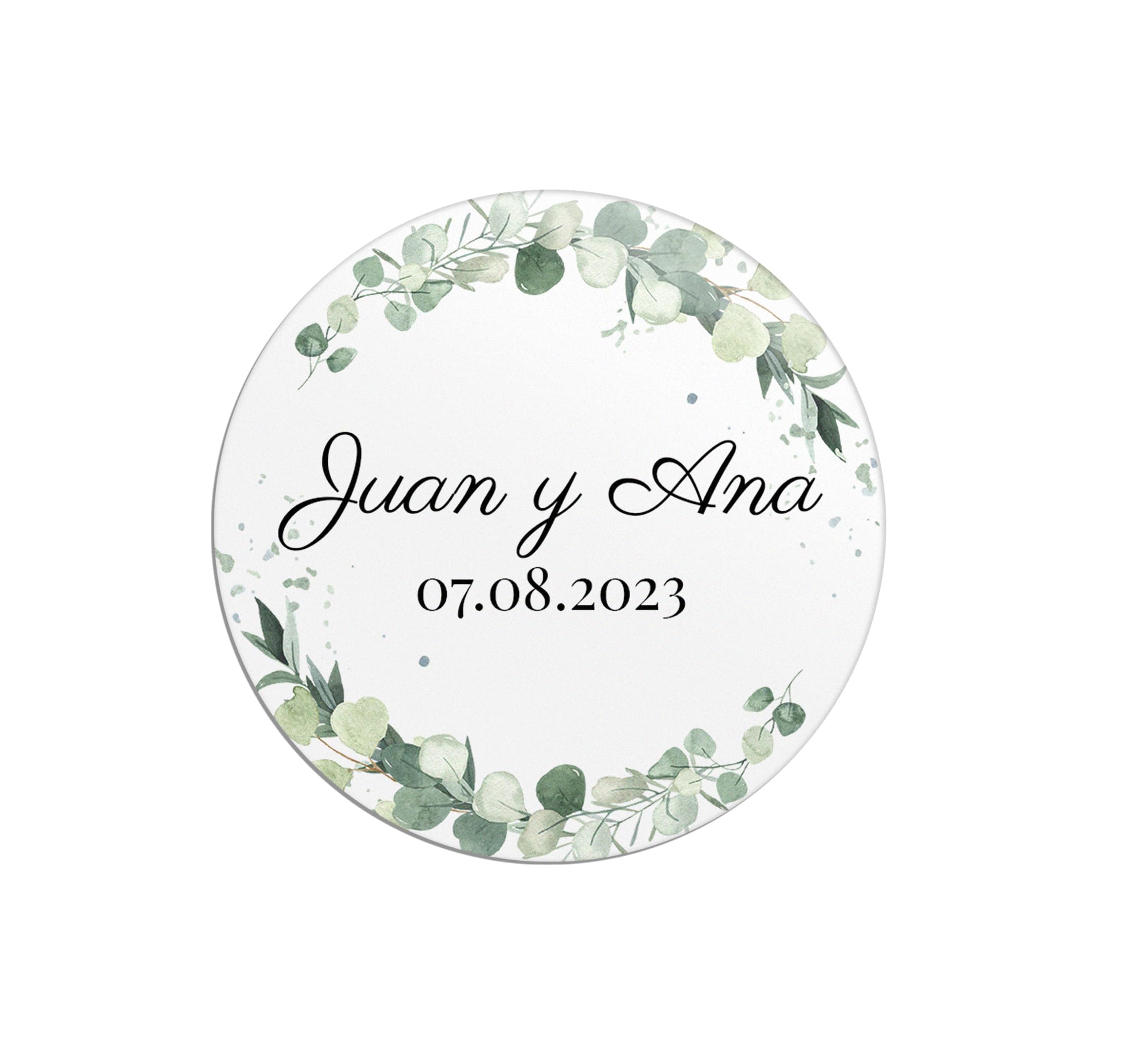 Pegatinas Personalizadas Boda Nombres.y Fecha, Pegatinas Eventos, Etiquetas Adhesivas Para Decoración de Bodas, Aniversarios (Modelo 1)