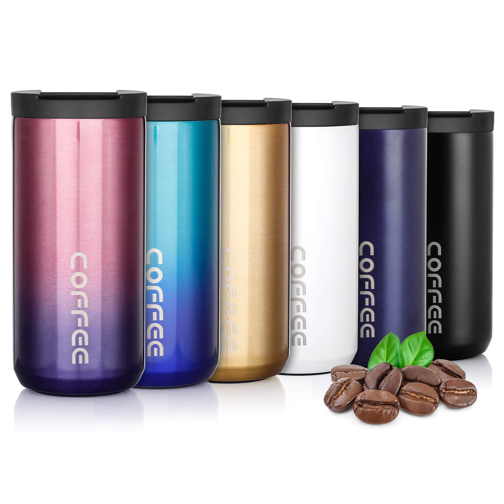 lalafancy Thermobecher 350ml/500ml Kaffeebecher-to-go, Isolierbecher Edelstahl Travel Mug Wiederverwendbarer Kaffeebecher mit Deckel für Kaffee, Wasser und Tee, Kaffee-to-go Becher